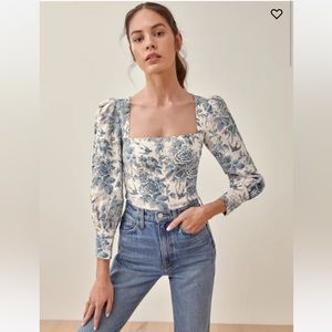 NWOT - Reformation Stilton Linen Top in Pompadour